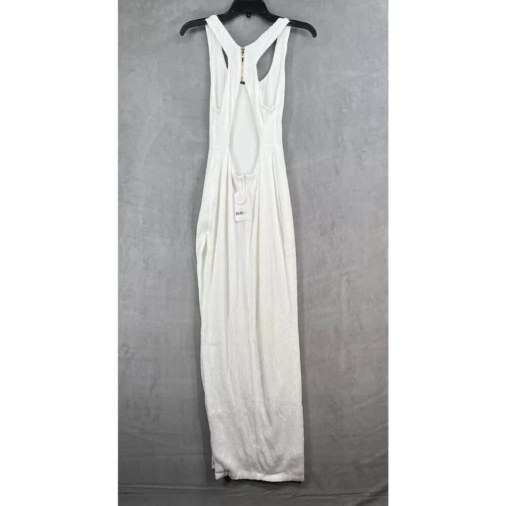 Rumer The Label Rosa Maxi Dress Size X-Small White Ribbed Stretchy Bodycon - Picture 6 of 11
